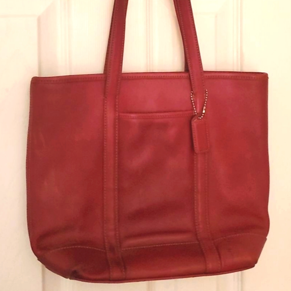 Vintage Red Coach tote bag- needs a little TLC